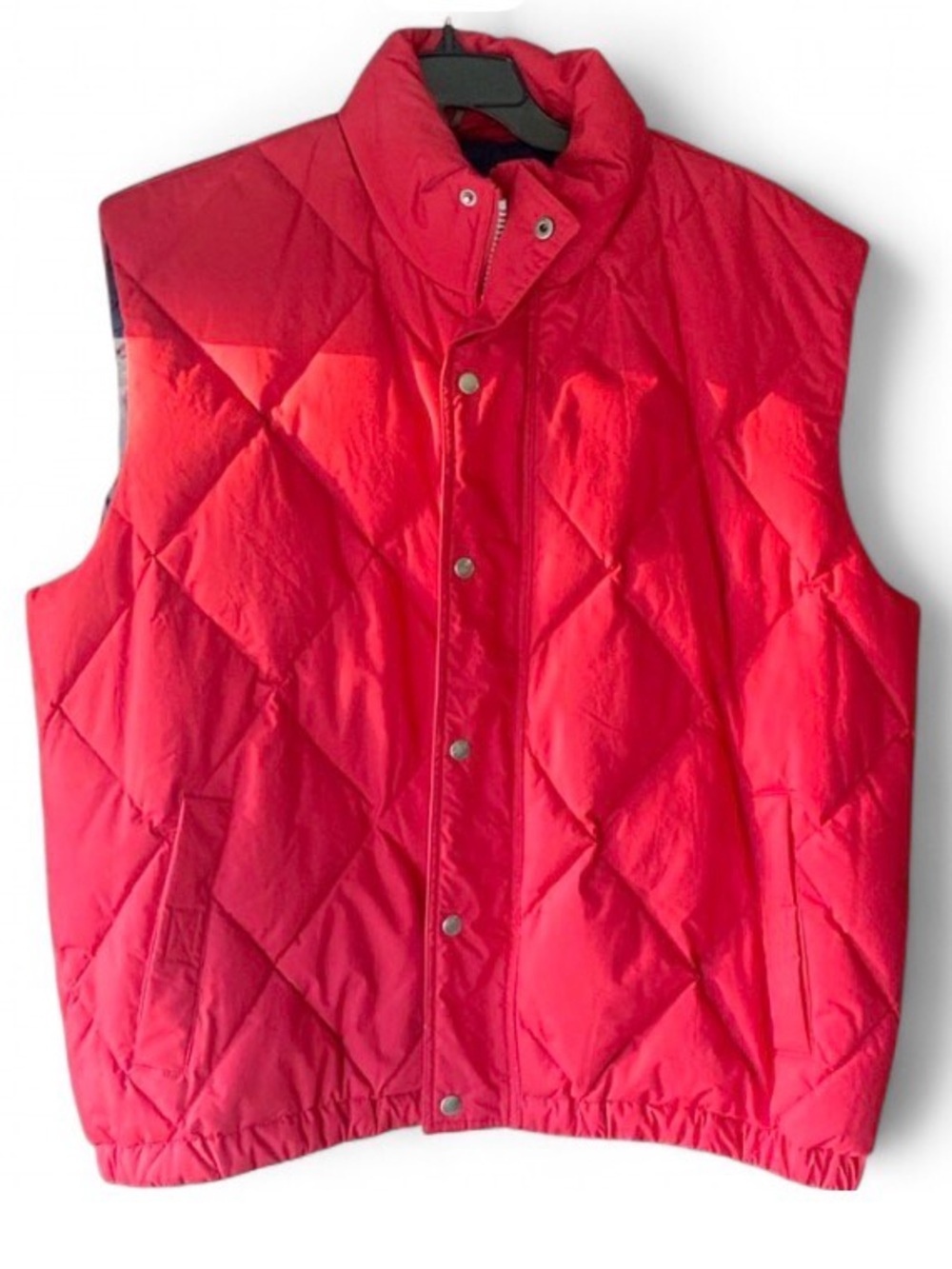 WoodLake Men’s XL Red Down Puffer Vest Zip Front Snap Placket NWOT